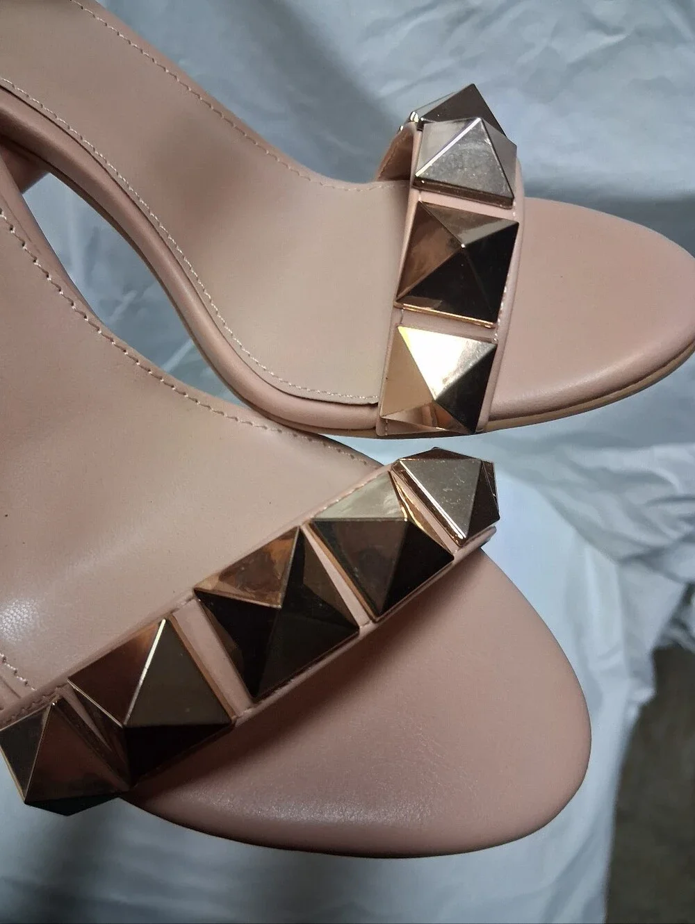 Charlotte Russe Nude Stud Ankle-Strap Stiletto Heels Size 8 NWOT